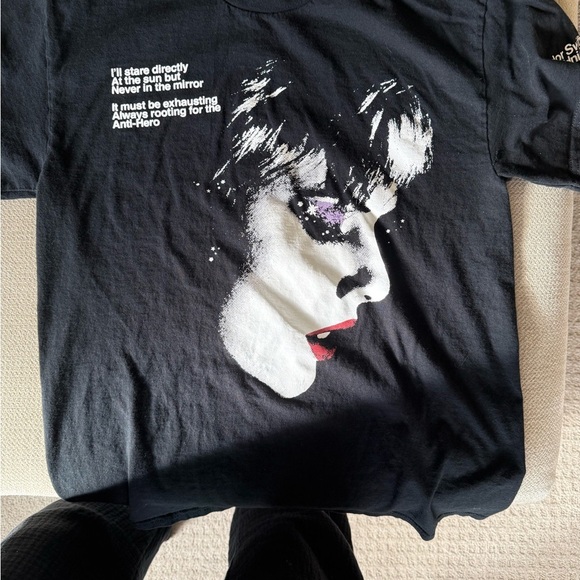 Taylor Swift Black Tee with White and Red midnights merch - Picture 2 of 5